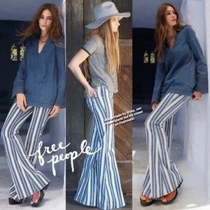 Free People Jolene Hip Hugger Stripe flare Jeans Sz 30